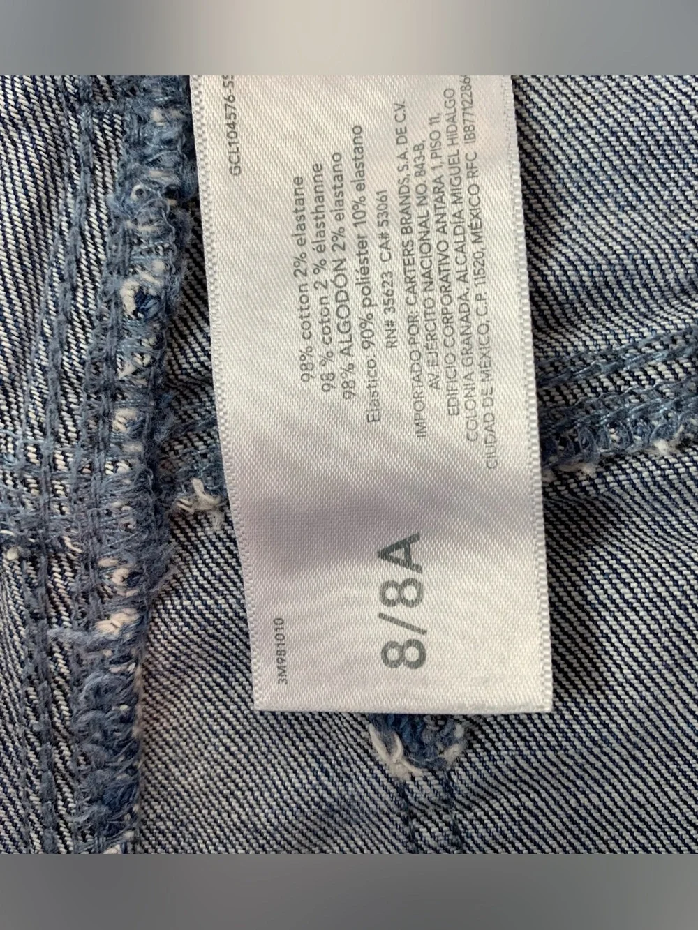 OshKosh girl's Dark Blue Denim Shorts snapped button adjustable waist size 8